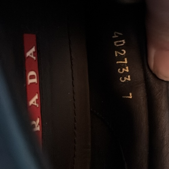 Prada Shoes black/print leather unisex sneaker size 7 mens 11 womens comfortable - Picture 4 of 6